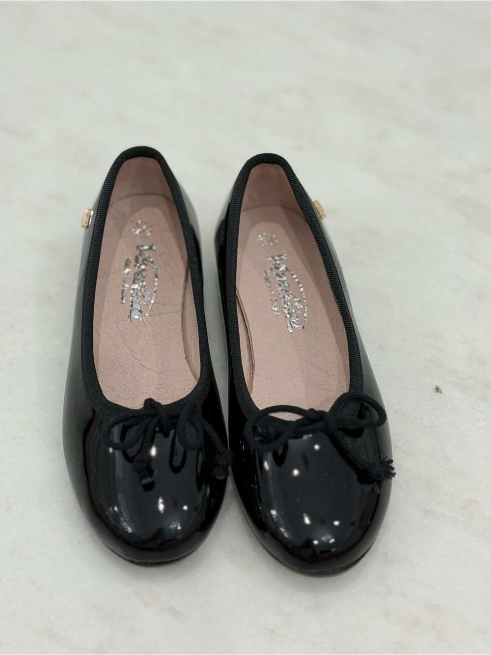 Venettini Black Patent Girls Ballet Flats